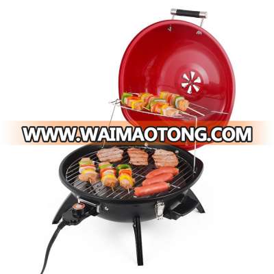 Indoor/Outdoor Electric BBQ Grill-Adjustable Temperature Control-18inch Round Portable Home Barbecue Grill